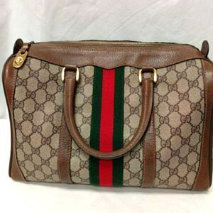 Gucci Supreme Sherry Line Web Monogram Boston Bag.